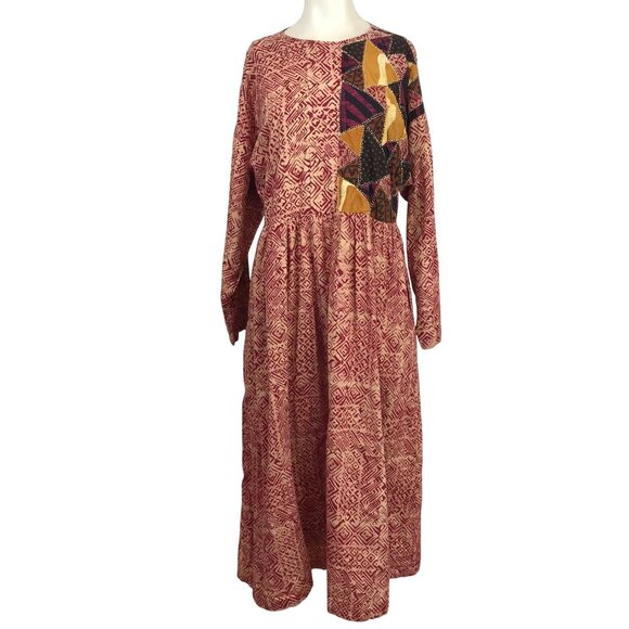 MARKETPLACE - WOMEN'S MEDIUM - HANDMADE INDIA 100% COTTON BOHO LAGENLOOK DRESS - Picture 1 of 8